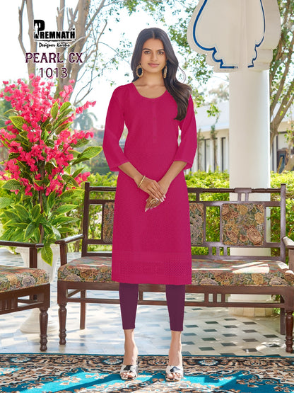 New Pearl Cx Premnath Cotton Knee Length Kurtis Wholesale Price