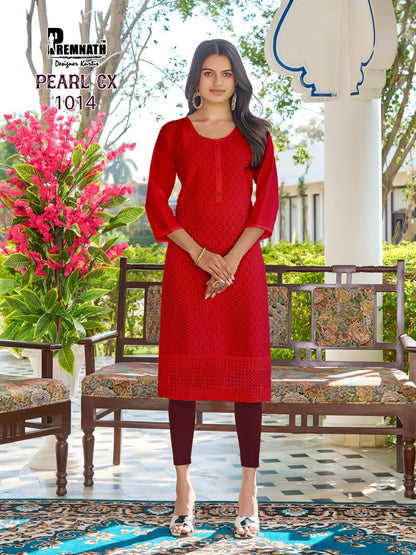 New Pearl Cx Premnath Cotton Knee Length Kurtis Wholesale Price