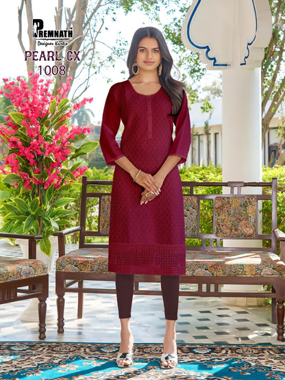 New Pearl Cx Premnath Cotton Knee Length Kurtis Wholesale Price