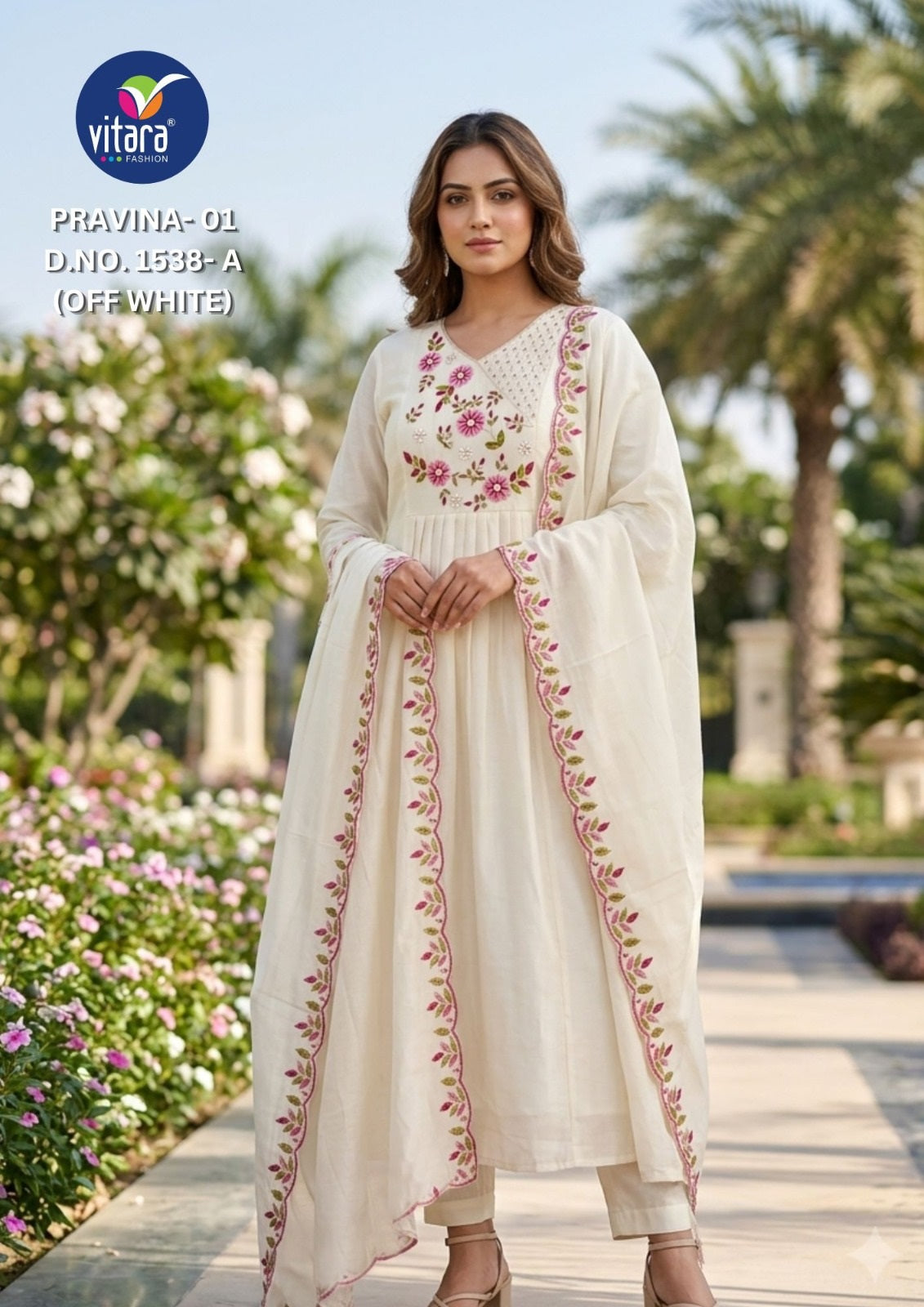 New Pravina Vitara Mul Chanderi Readymade Anarkali Suits Supplier Gujarat