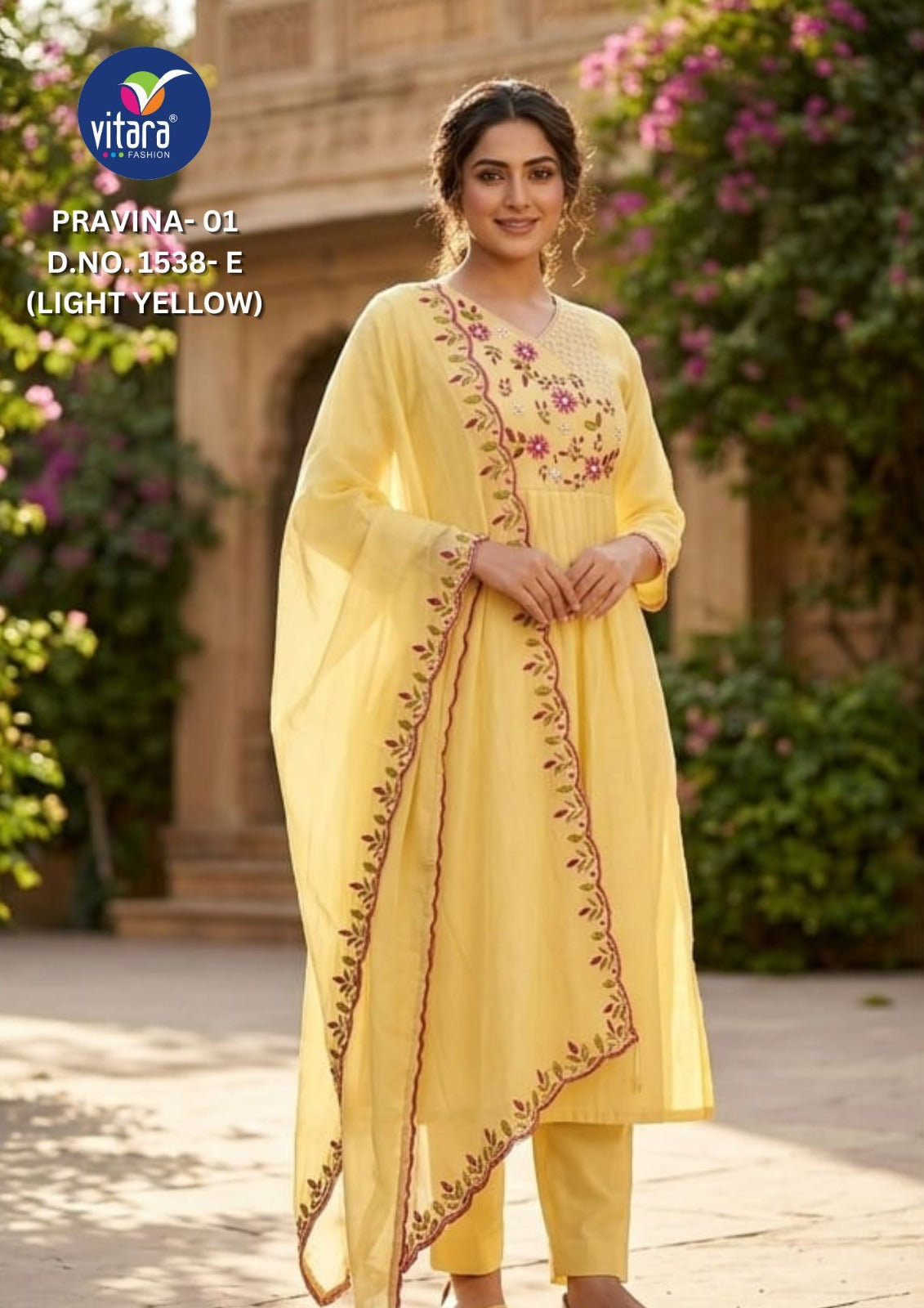 New Pravina Vitara Mul Chanderi Readymade Anarkali Suits Supplier Gujarat