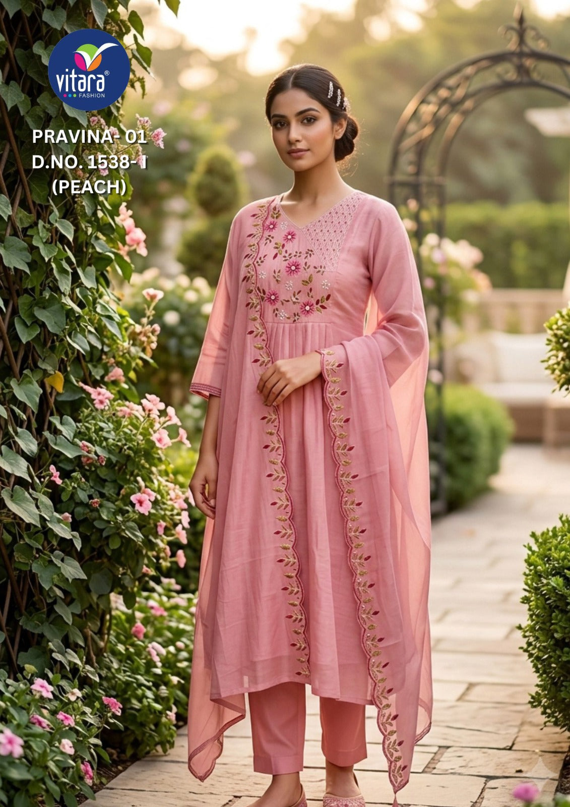 New Pravina Vitara Mul Chanderi Readymade Anarkali Suits Supplier Gujarat