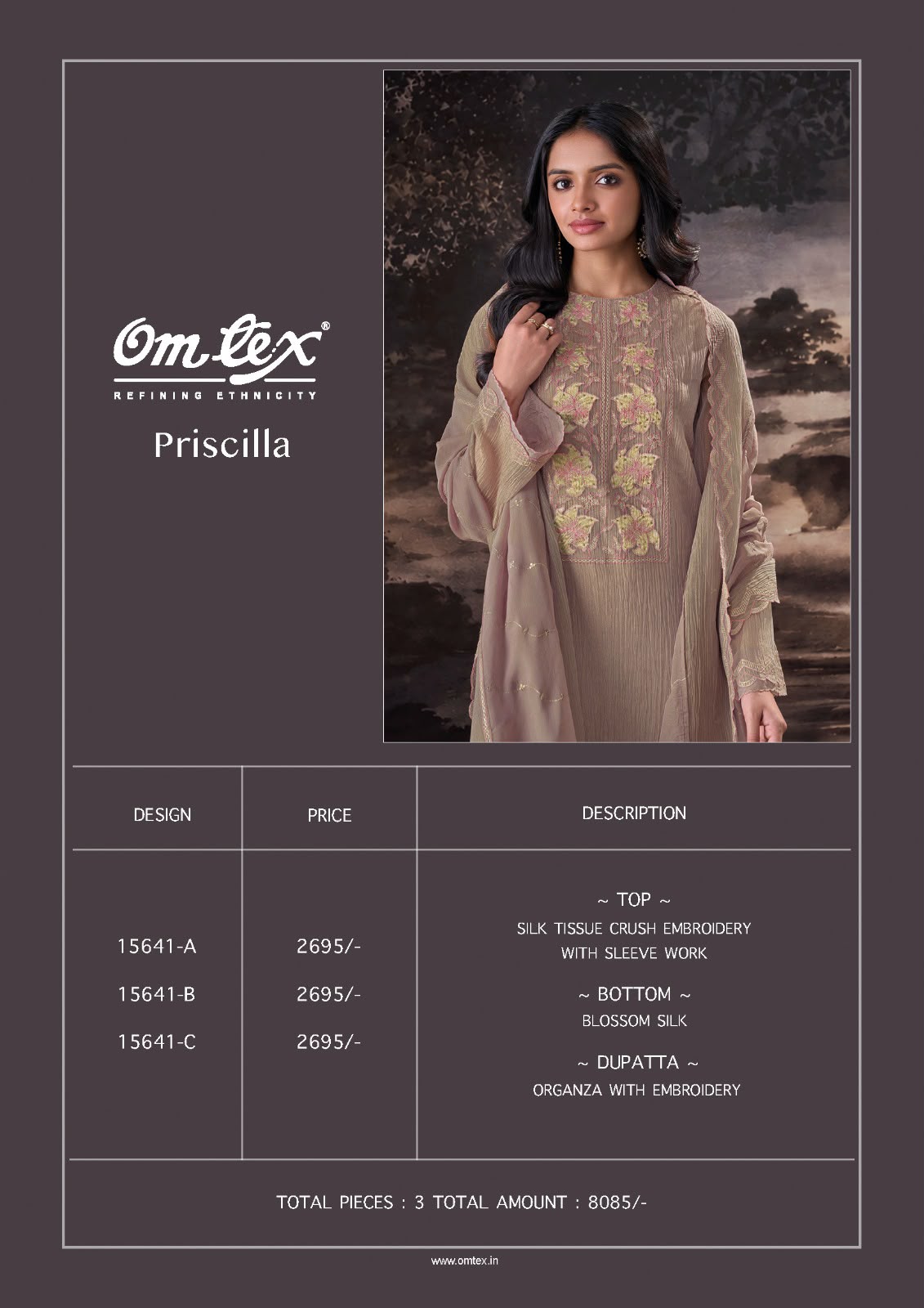 New Priscilla Omtex Silk Tissue Pant Style Suits Manufacturer Ahmedabad