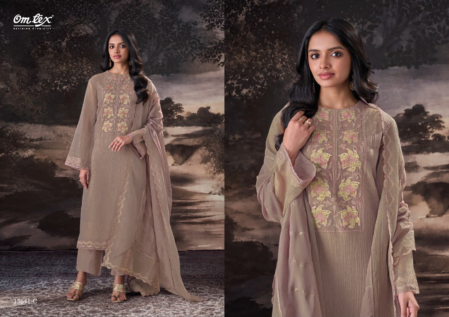 New Priscilla Omtex Silk Tissue Pant Style Suits Manufacturer Ahmedabad