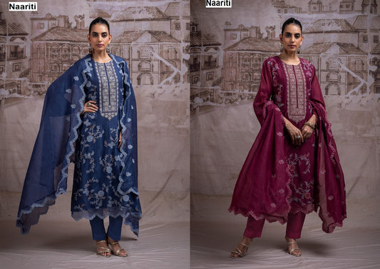 New Priyana Naariti Mul Chanderi Pant Style Suits Exporter India