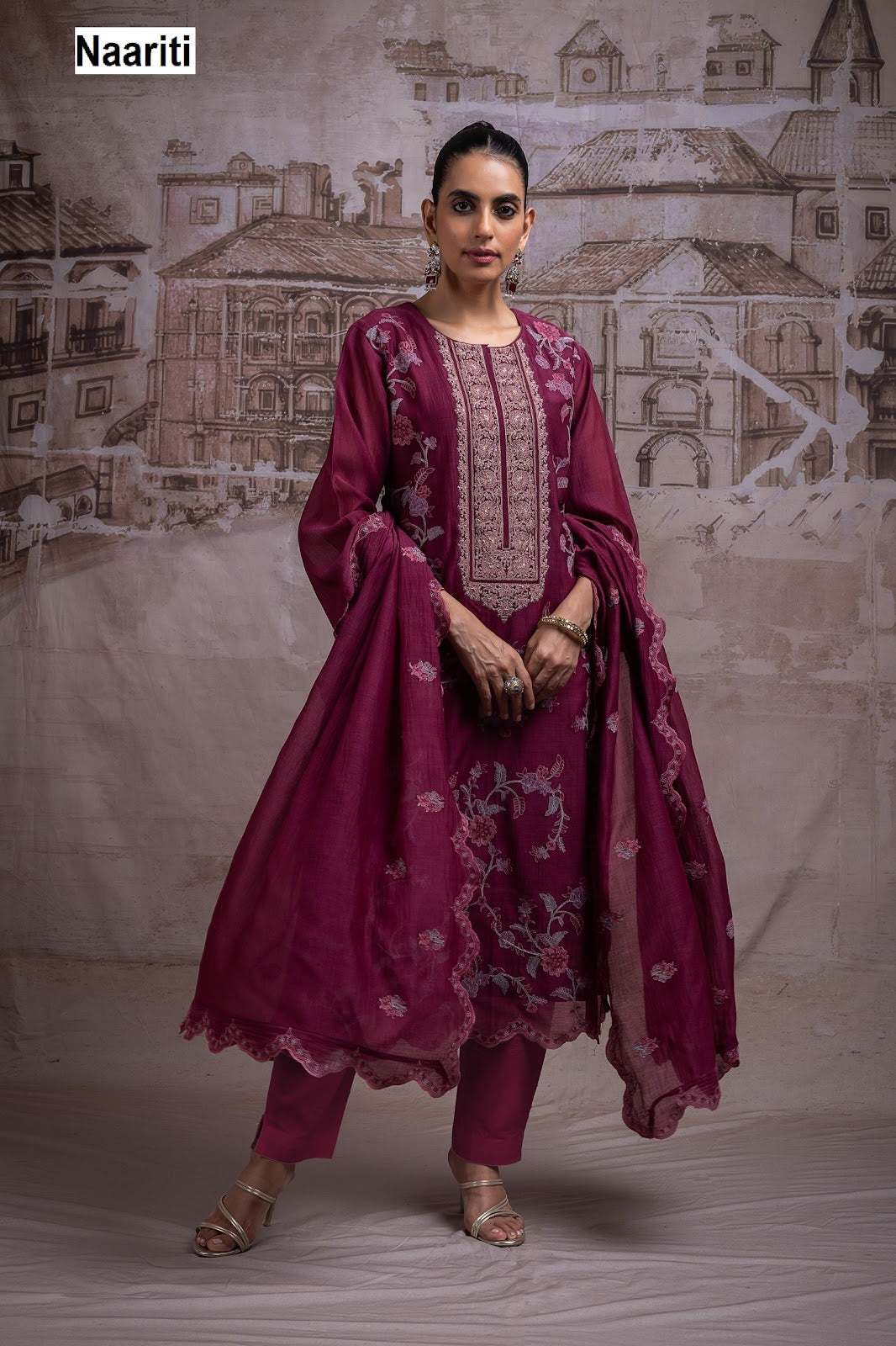 New Priyana Naariti Mul Chanderi Pant Style Suits Exporter India