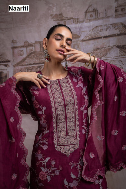 New Priyana Naariti Mul Chanderi Pant Style Suits Exporter India