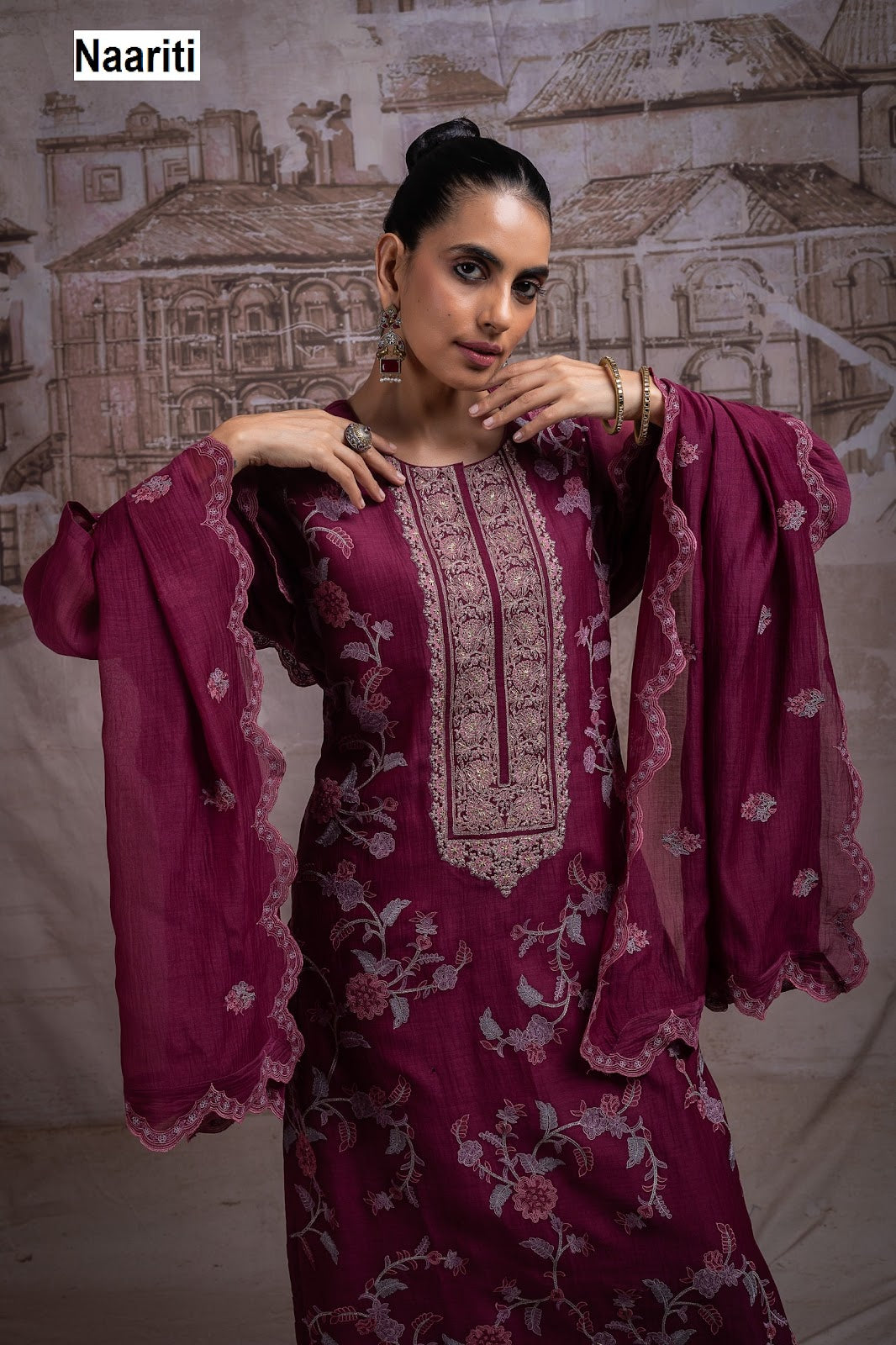 New Priyana Naariti Mul Chanderi Pant Style Suits Exporter India
