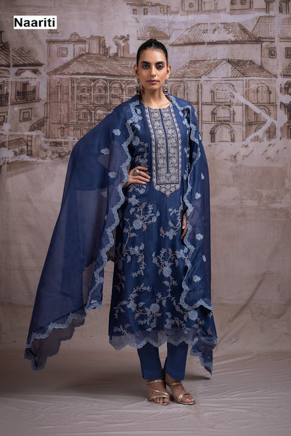 New Priyana Naariti Mul Chanderi Pant Style Suits Exporter India