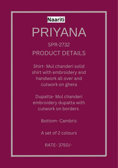 New Priyana Naariti Mul Chanderi Pant Style Suits Exporter India