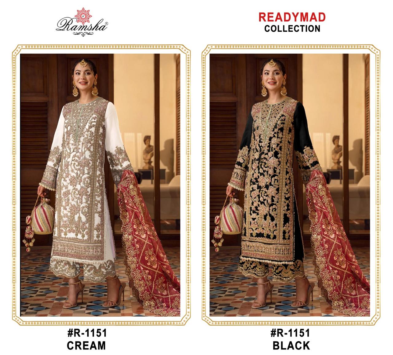 New R 1151 Ramsha Georgette Pakistani Readymade Suits Manufacturer India