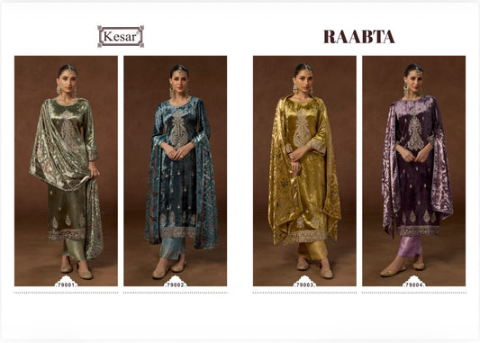 New Raabta Kesar Viscose Velvet Suits Supplier Gujarat
