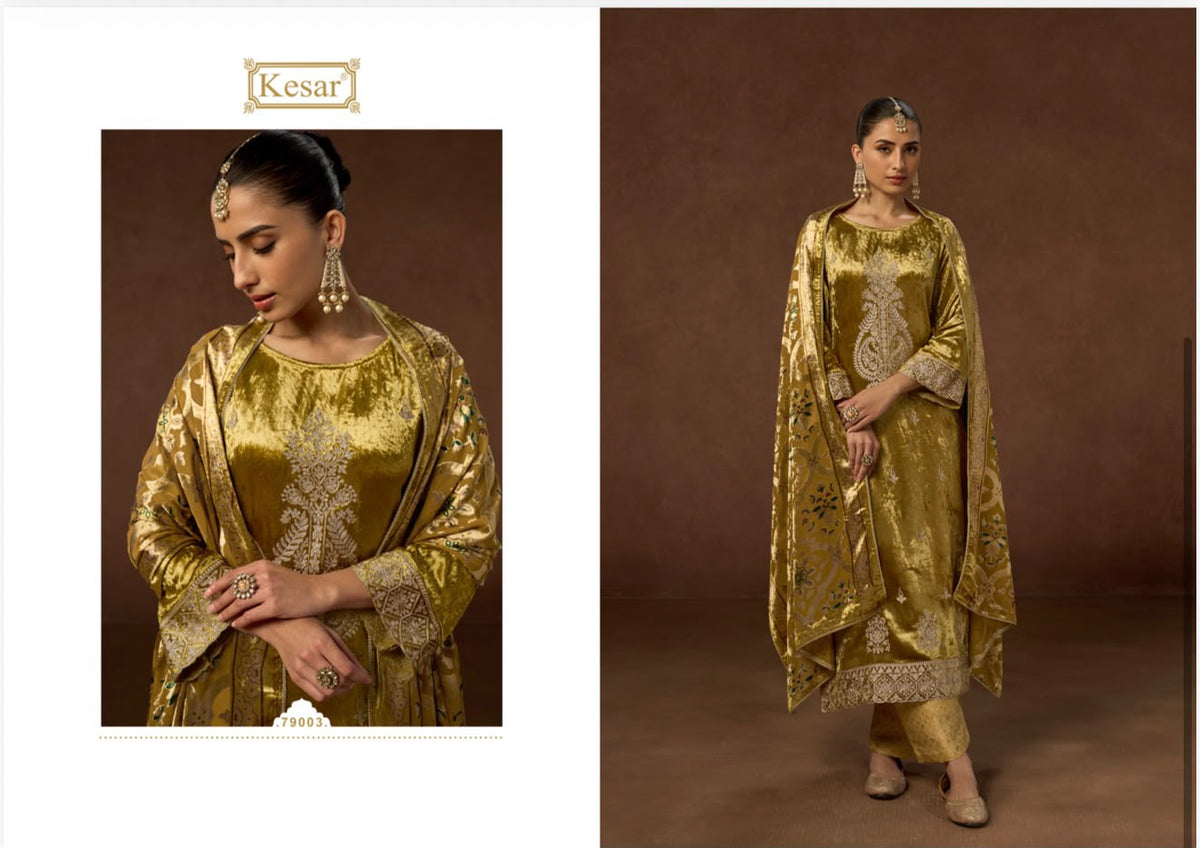 New Raabta Kesar Viscose Velvet Suits Supplier Gujarat
