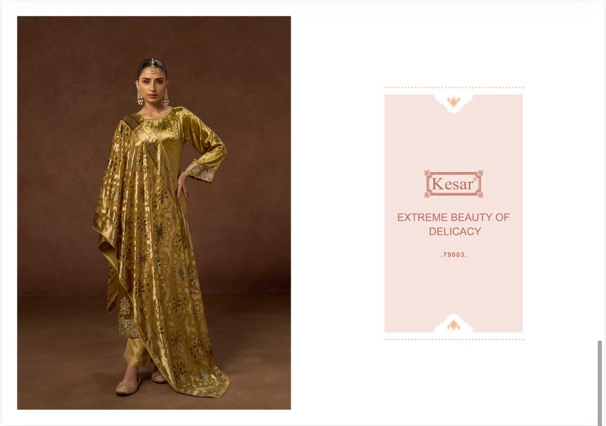 New Raabta Kesar Viscose Velvet Suits Supplier Gujarat