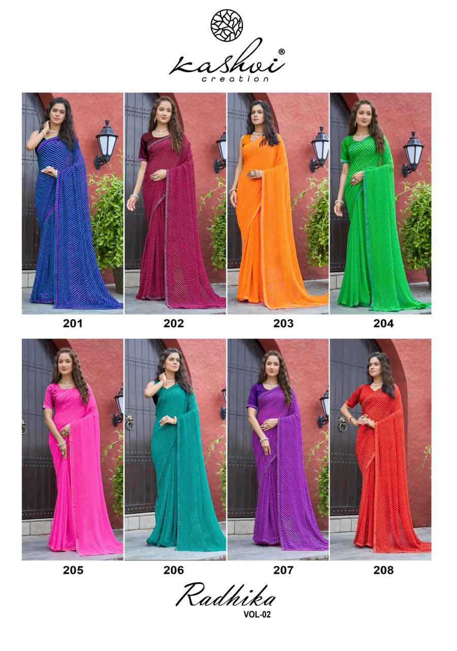 New Radhika Vol 2 Kashvi Creation Mono Georgette Sarees Supplier Ahmedabad