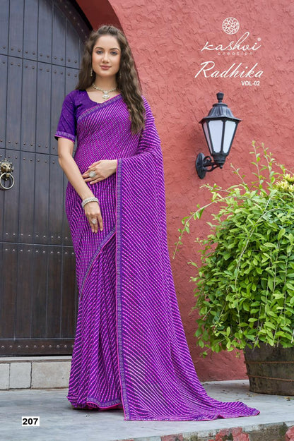 New Radhika Vol 2 Kashvi Creation Mono Georgette Sarees Supplier Ahmedabad
