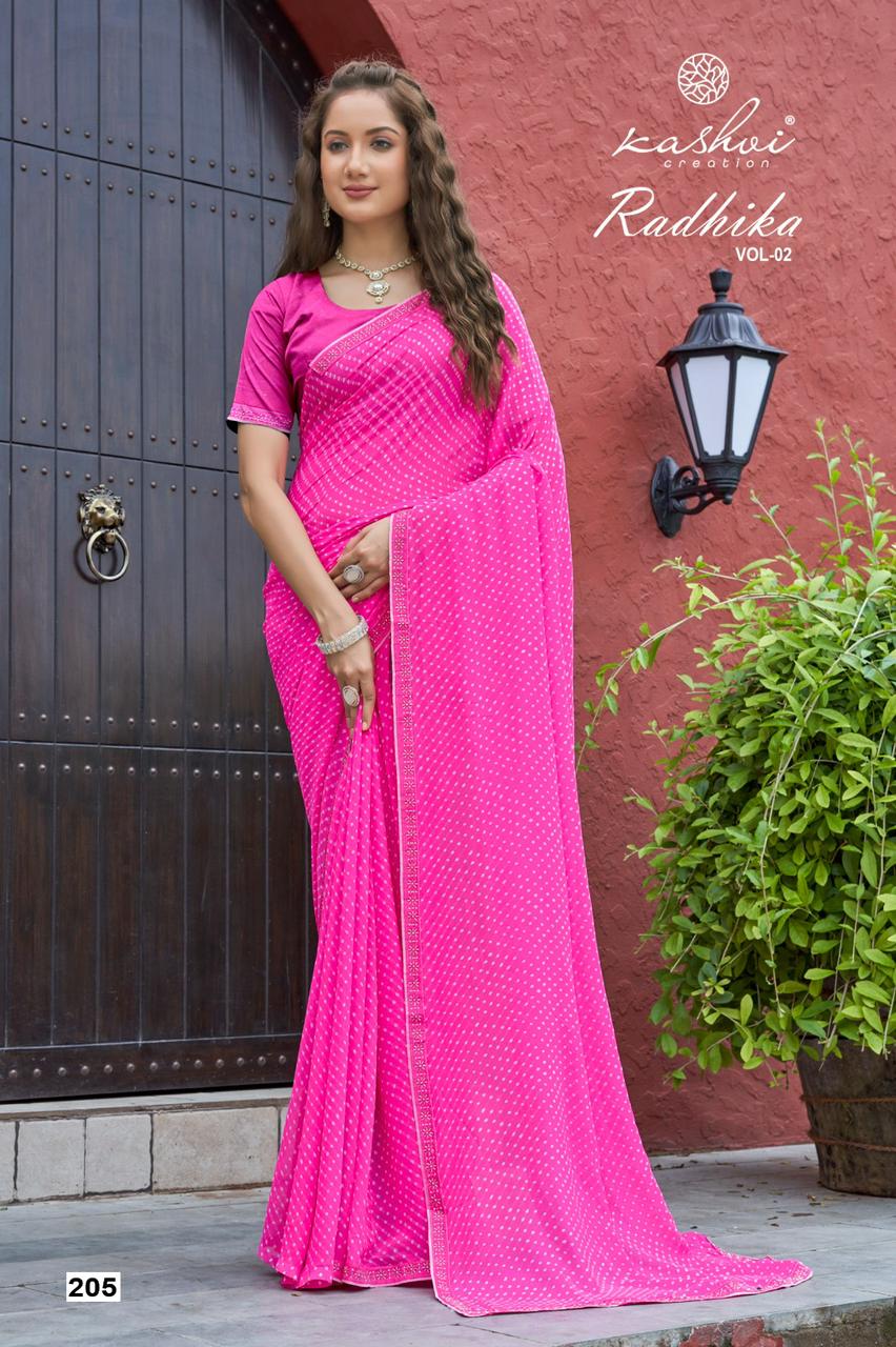 New Radhika Vol 2 Kashvi Creation Mono Georgette Sarees Supplier Ahmedabad
