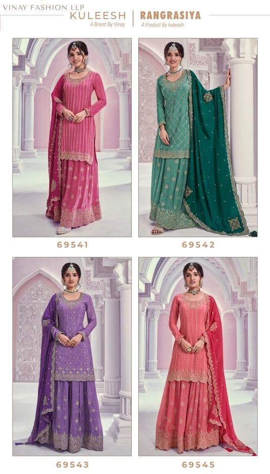 New Rangrasiya Hitlist Vinay Fashion Llp Chinon Sharara Style Suits Manufacturer India