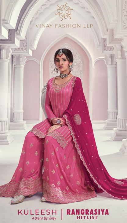 New Rangrasiya Hitlist Vinay Fashion Llp Chinon Sharara Style Suits Manufacturer India