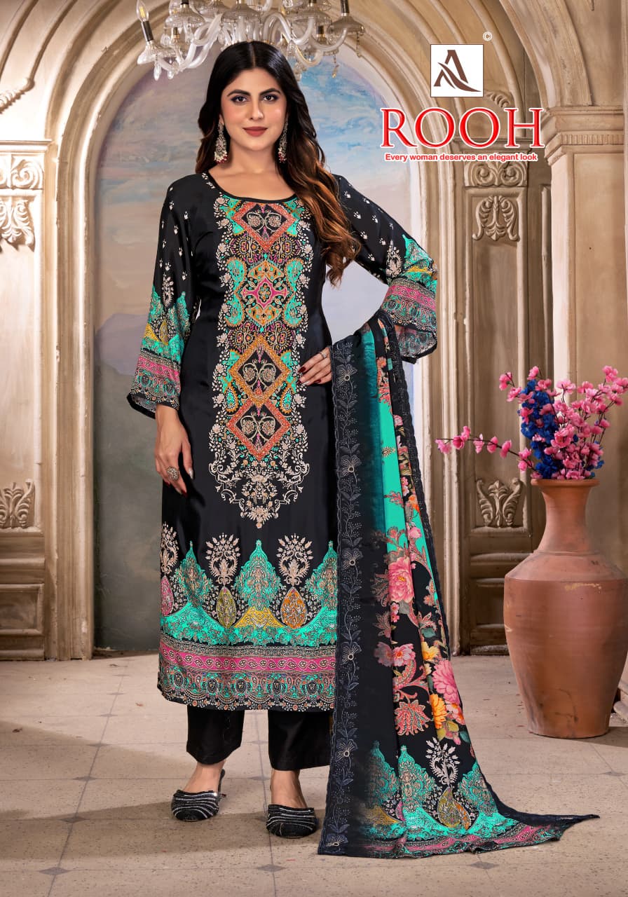 New Rooh Alok Viscose Muslin Karachi Salwar Suits Supplier Gujarat
