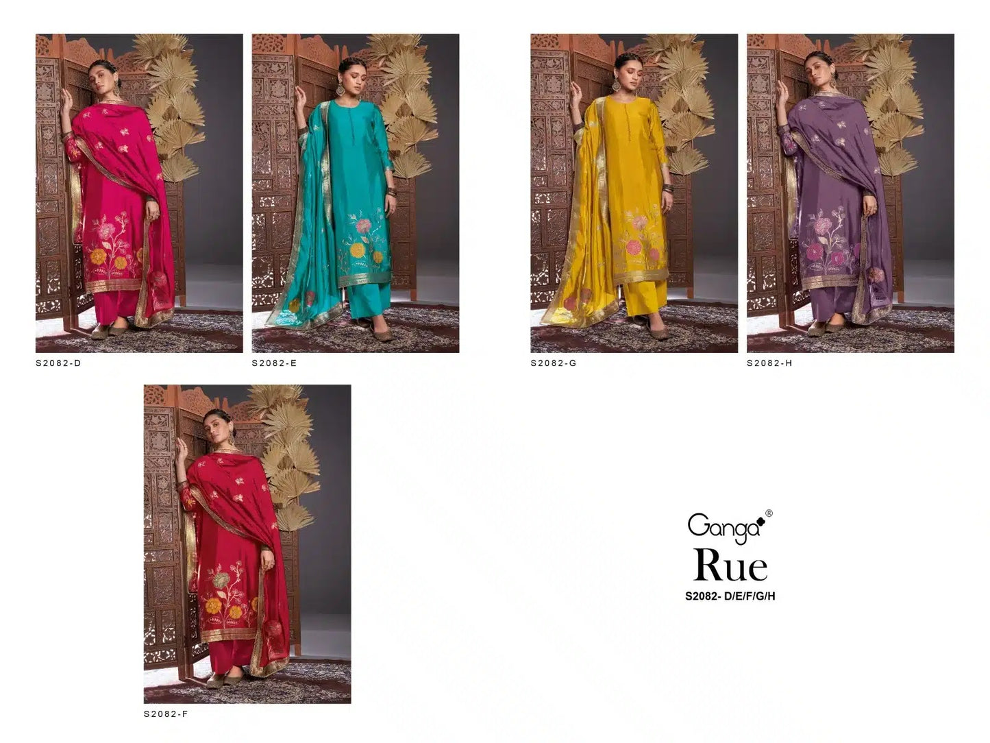 New Rue 2082 Ganga Woven Silk Plazzo Style Suits Wholesaler Ahmedabad