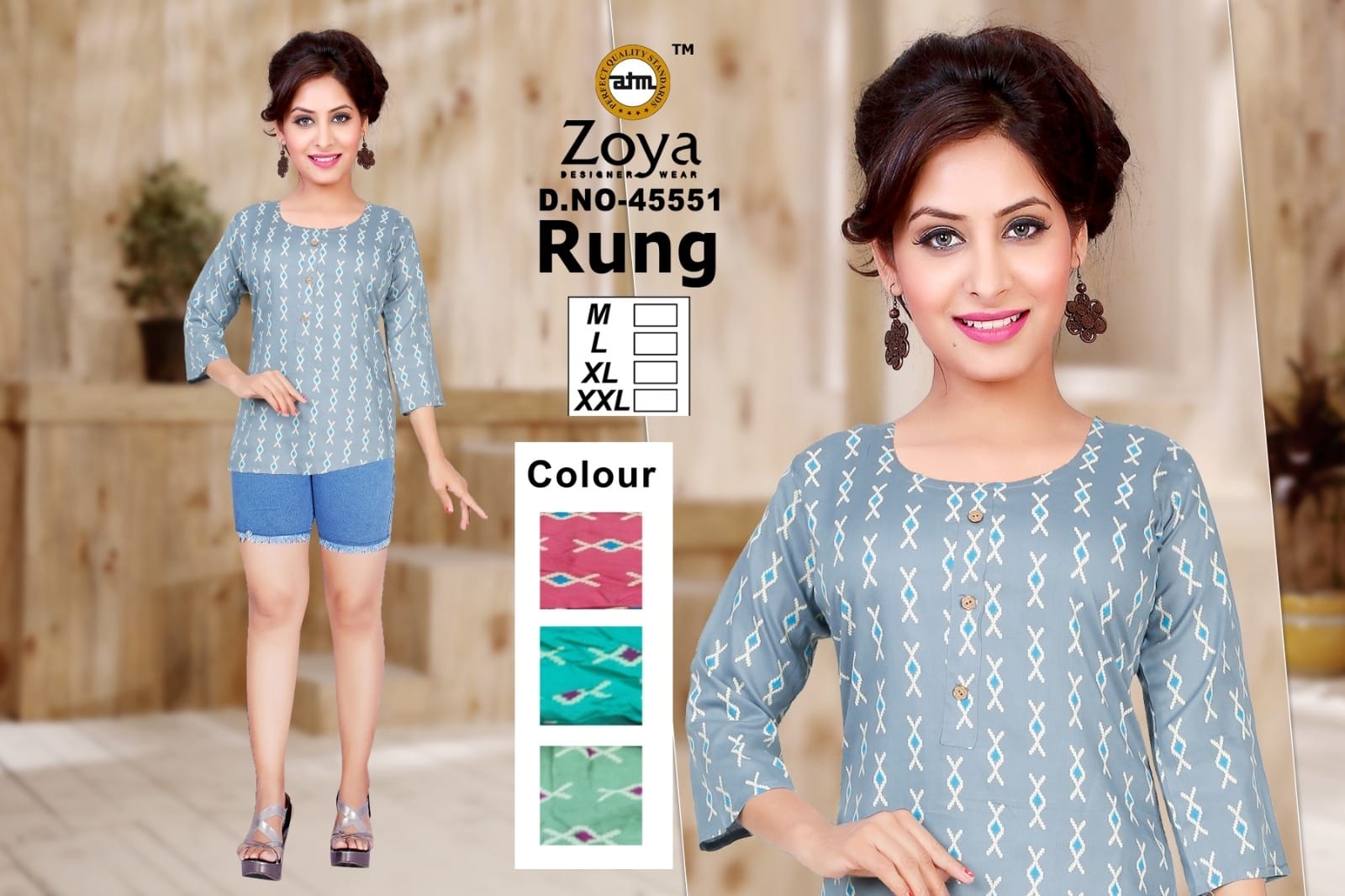 New Rung Zoya Reyon Fancy Tops Supplier India