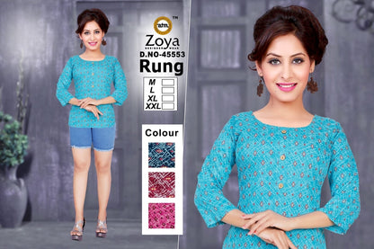 New Rung Zoya Reyon Fancy Tops Supplier India