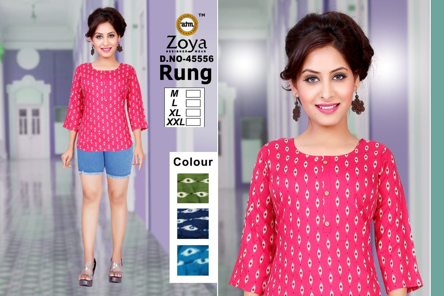 New Rung Zoya Reyon Fancy Tops Supplier India