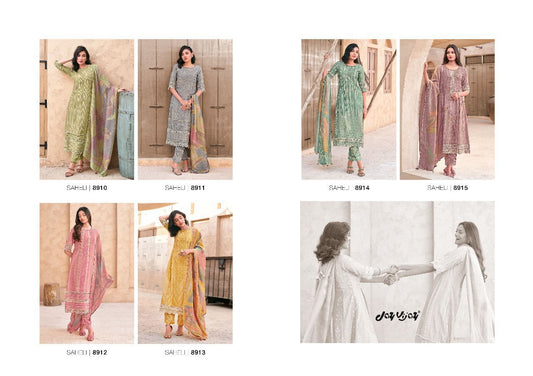 New Saheli Jay Vijay Muslin Silk Pant Style Suits Exporter Ahmedabad