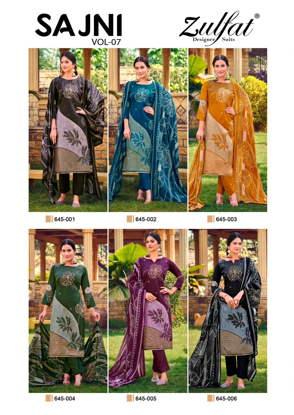 New Sajni Vol 7 Zulfat Designer Pure Jam Karachi Salwar Suits Exporter India