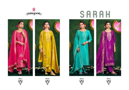 New Sarah Rangoon Russian Jacquard Readymade Pant Style Suits Wholesale Price
