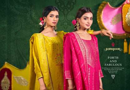 New Sarah Rangoon Russian Jacquard Readymade Pant Style Suits Wholesale Price