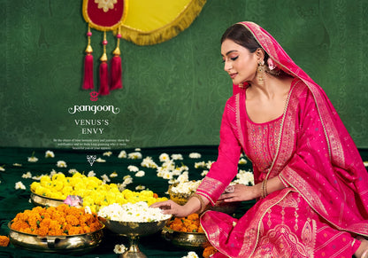 New Sarah Rangoon Russian Jacquard Readymade Pant Style Suits Wholesale Price