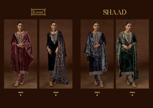 New Shaad Kesar Viscose Velvet Suits Exporter India