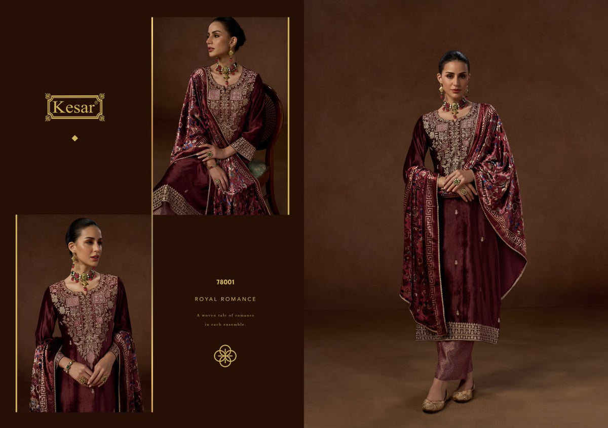 New Shaad Kesar Viscose Velvet Suits Exporter India