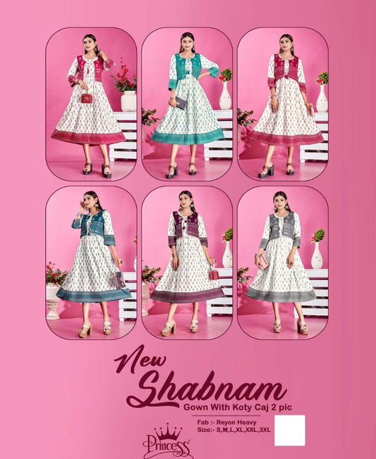 New Shabnam Princess Creation Heavy Rayon Kurti Jacket Set