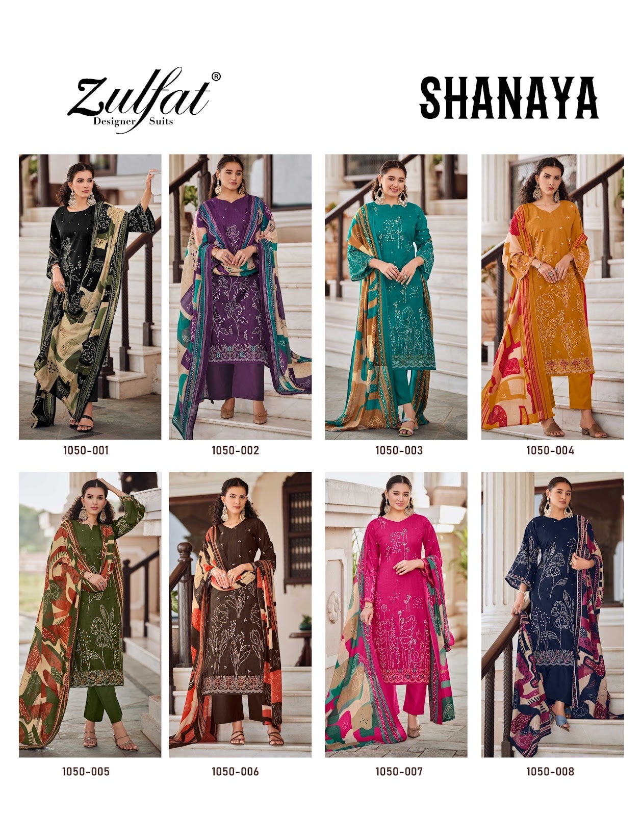 New Shanaya Zulfat Designer Cotton Karachi Salwar Suits Exporter Gujarat