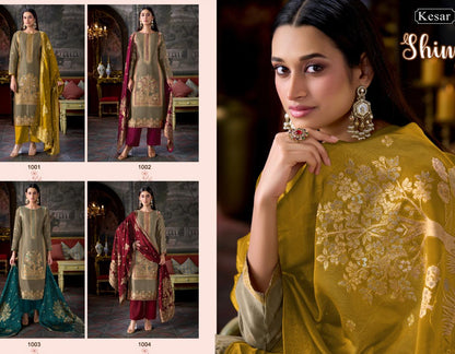 New Shiny Kesar Viscose Silk Karachi Salwar Suits Wholesaler