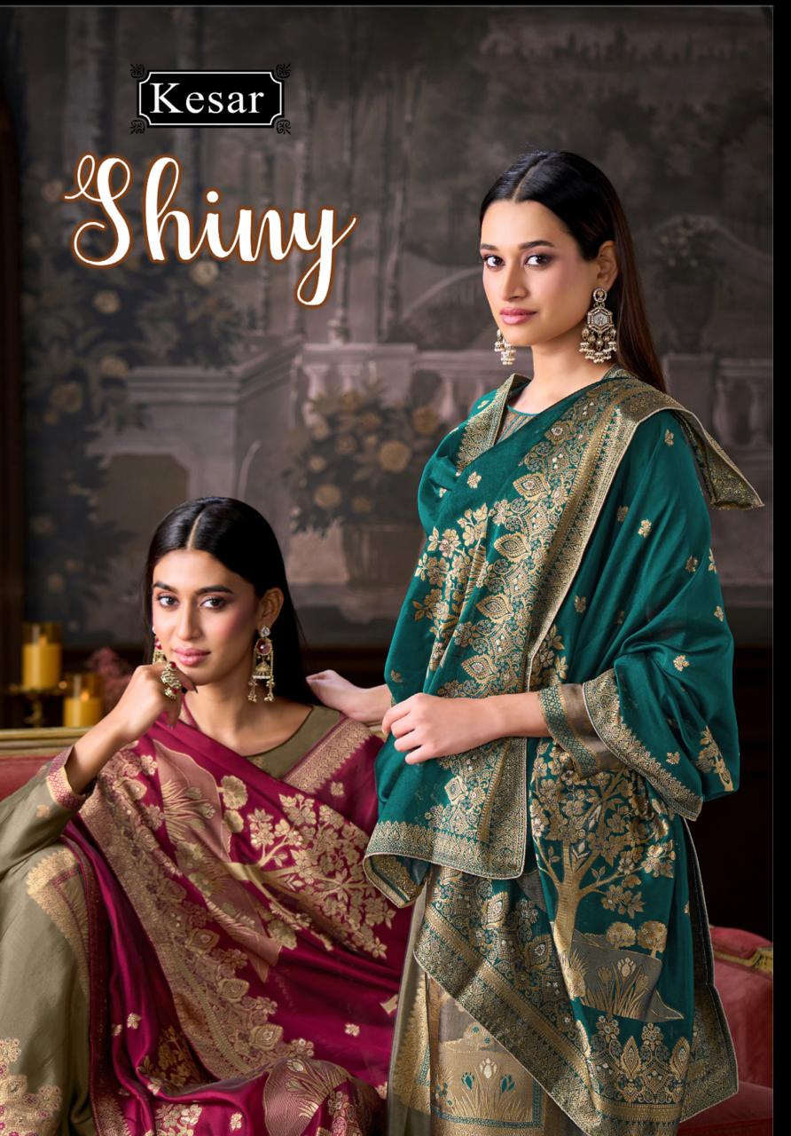 New Shiny Kesar Viscose Silk Karachi Salwar Suits Wholesaler
