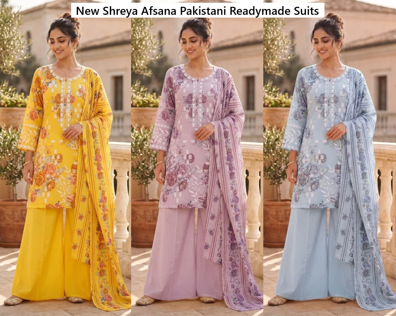 New Shreya Afsana Lawn Pakistani Readymade Suits Supplier Ahmedabad