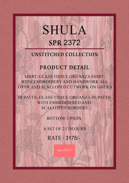 New Shula Naariti Organza Pant Style Suits Wholesaler Ahmedabad
