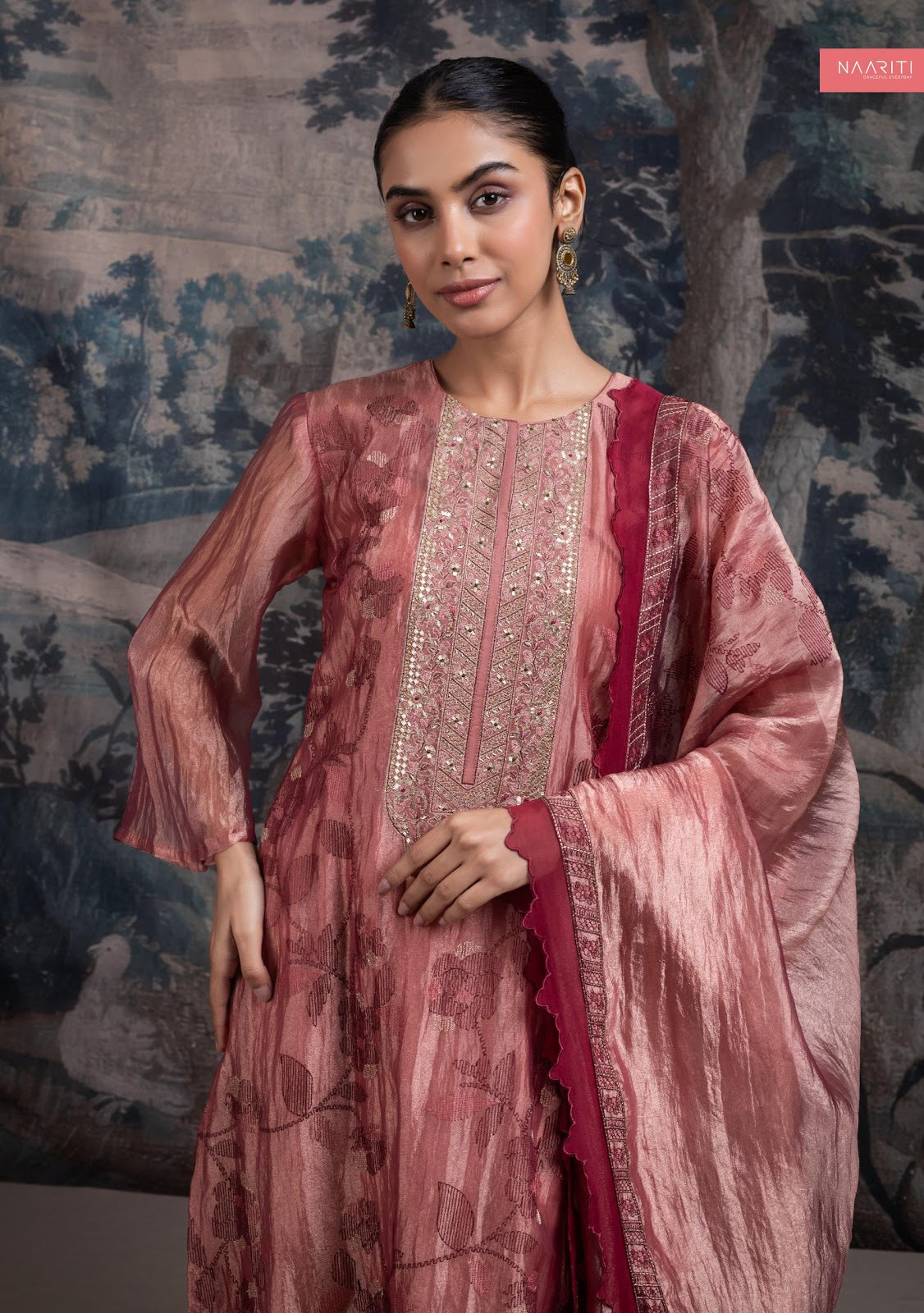 New Shula Naariti Organza Pant Style Suits Wholesaler Ahmedabad