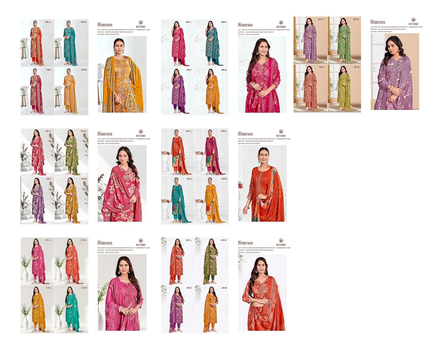 New Simran Sunrise Jam Satin Pant Style Suits Supplier