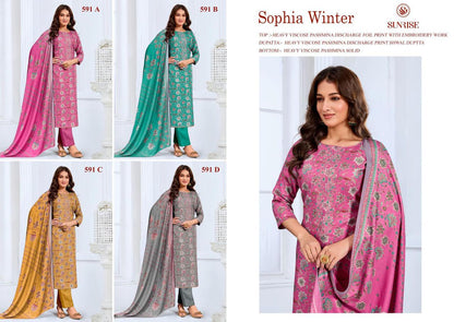 New Sophia Winter Sunrise Pashmina Suits Exporter Ahmedabad