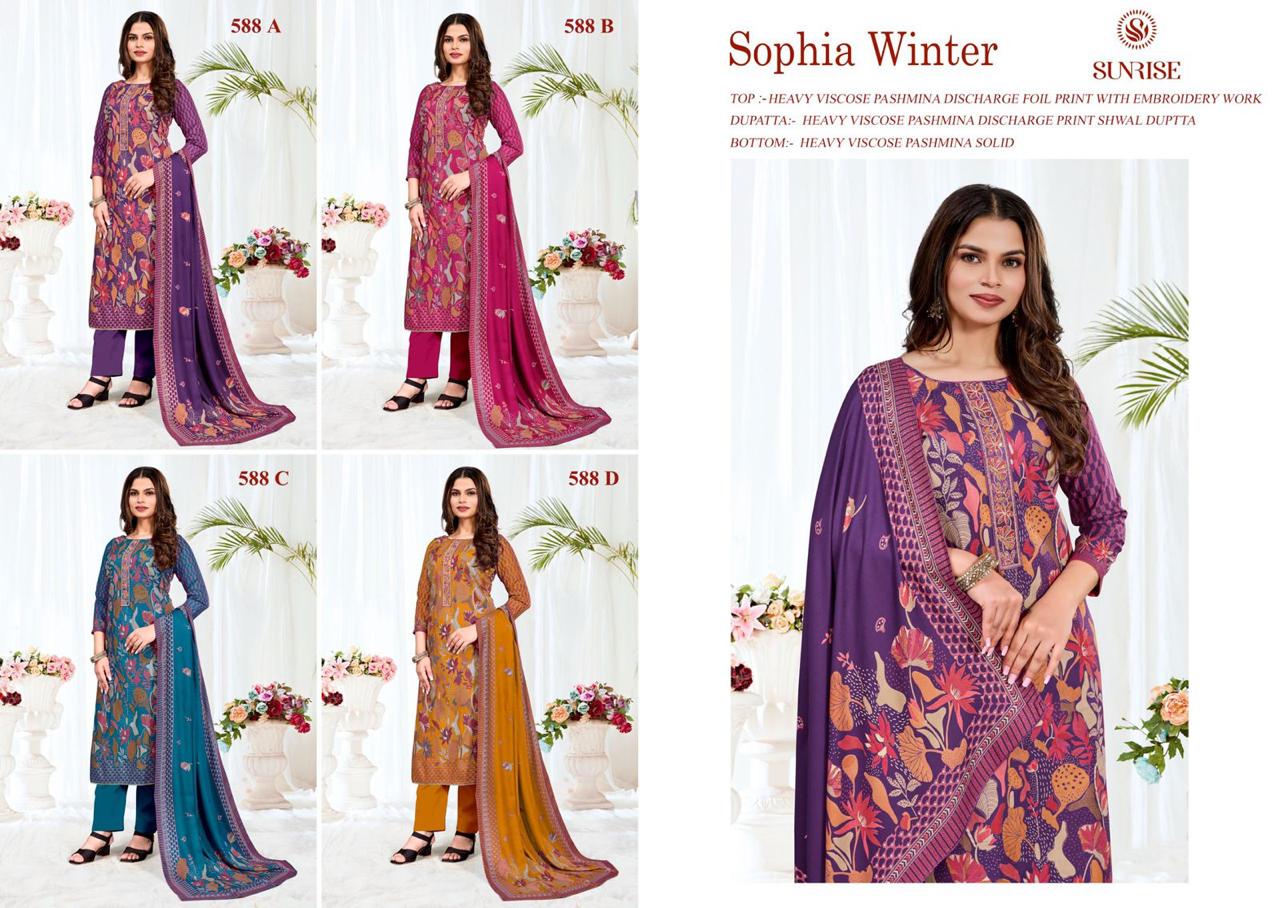 New Sophia Winter Sunrise Pashmina Suits Exporter Ahmedabad