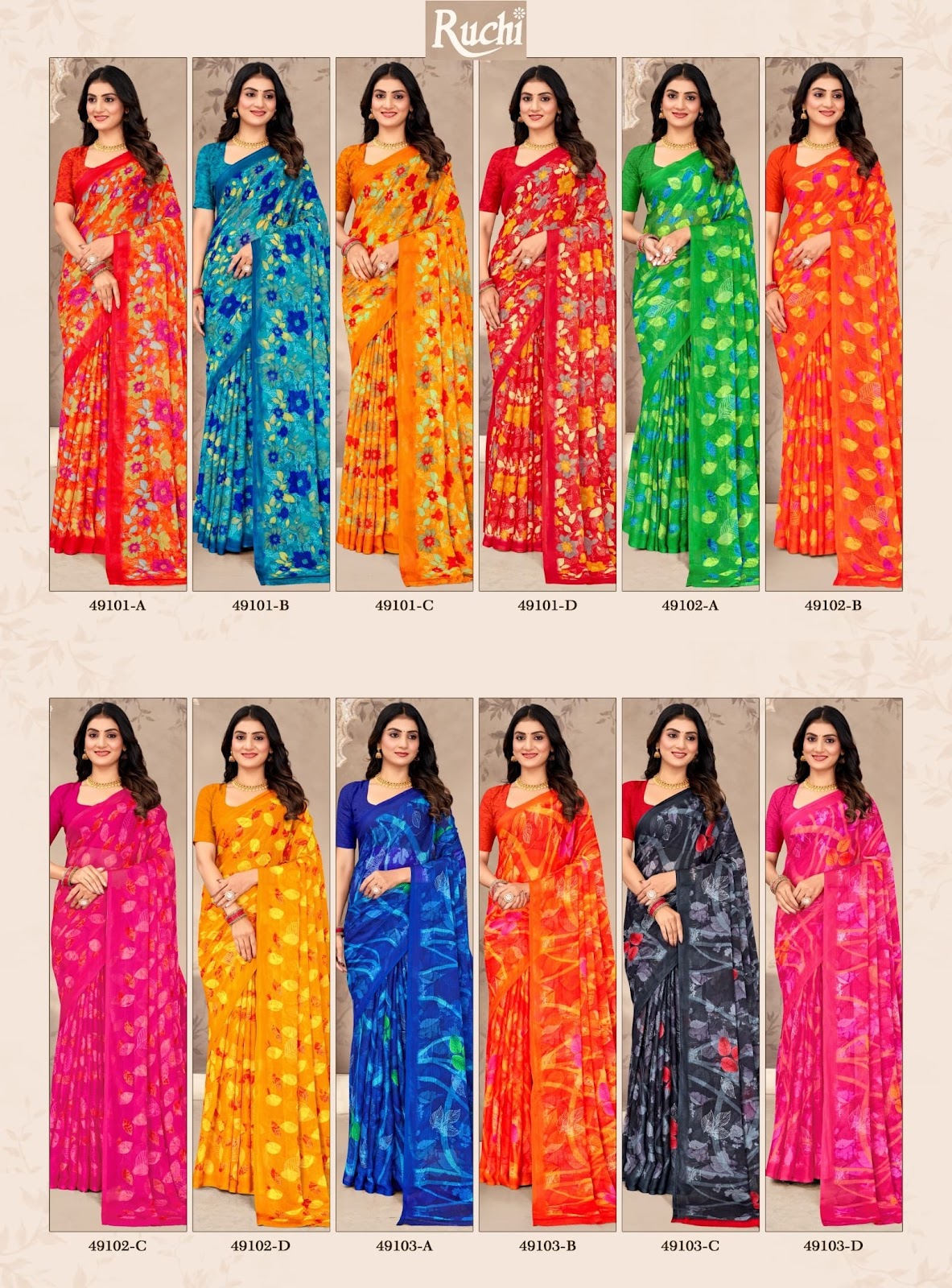 New Star Chiffon 200 Ruchi Sarees Manufacturer Gujarat