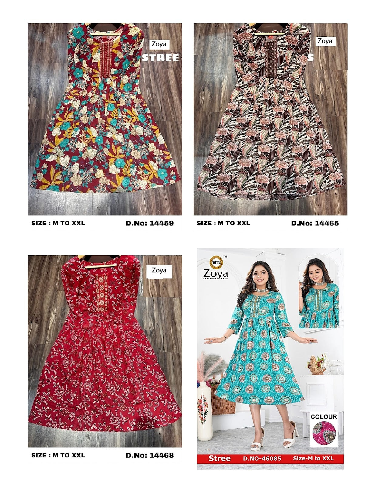 New Stree Zoya Rayon Anarkali Kurtis Wholesaler India