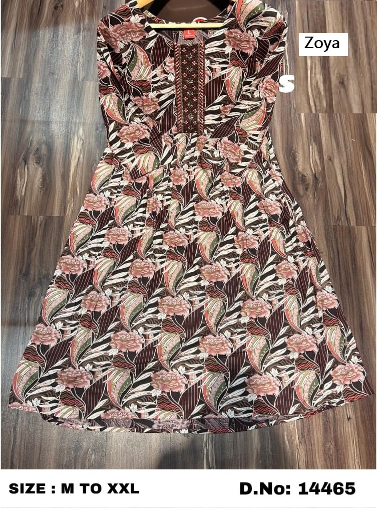 New Stree Zoya Rayon Anarkali Kurtis Wholesaler India