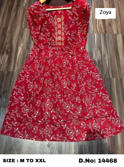 New Stree Zoya Rayon Anarkali Kurtis Wholesaler India