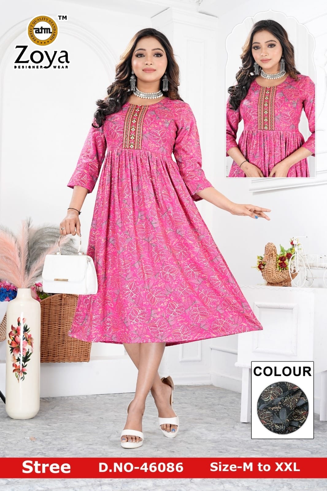 New Stree Zoya Rayon Anarkali Kurtis Wholesaler India